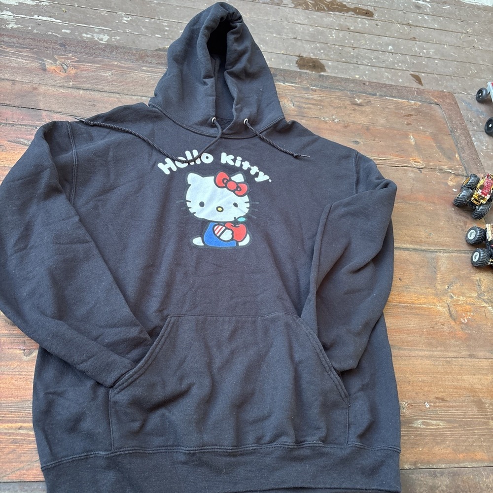 Hello Kitty Sanrio Tokyo Graphic Pullover Hoodie Black Mens Large Bioworld